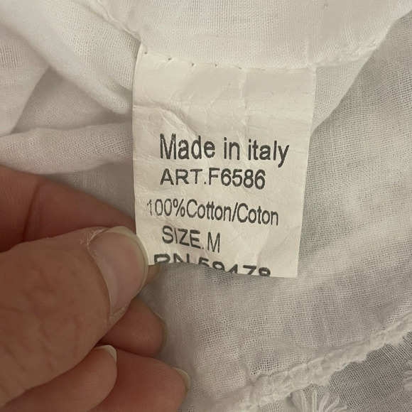 Lungo L'arno Dress Womens Medium Ruffle Hem‎ Cotton Eyelet Midi Sun Cottagecore - Picture 14 of 14